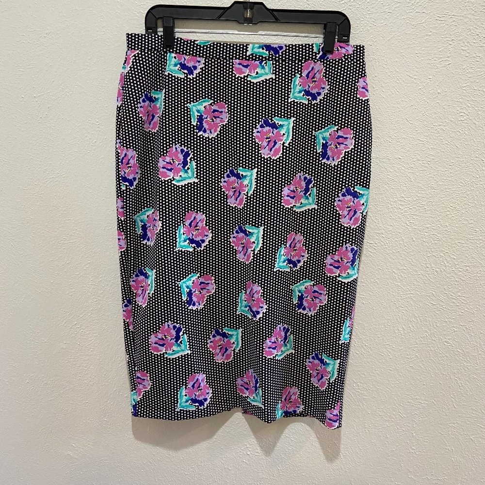 Large Bold Floral Print Pencil Skirt